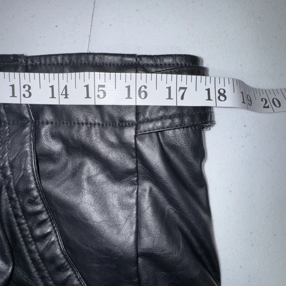 We The Free Vegan Afton Trouser Size 14 Black Faux Leather Wide Leg Jeans Goth